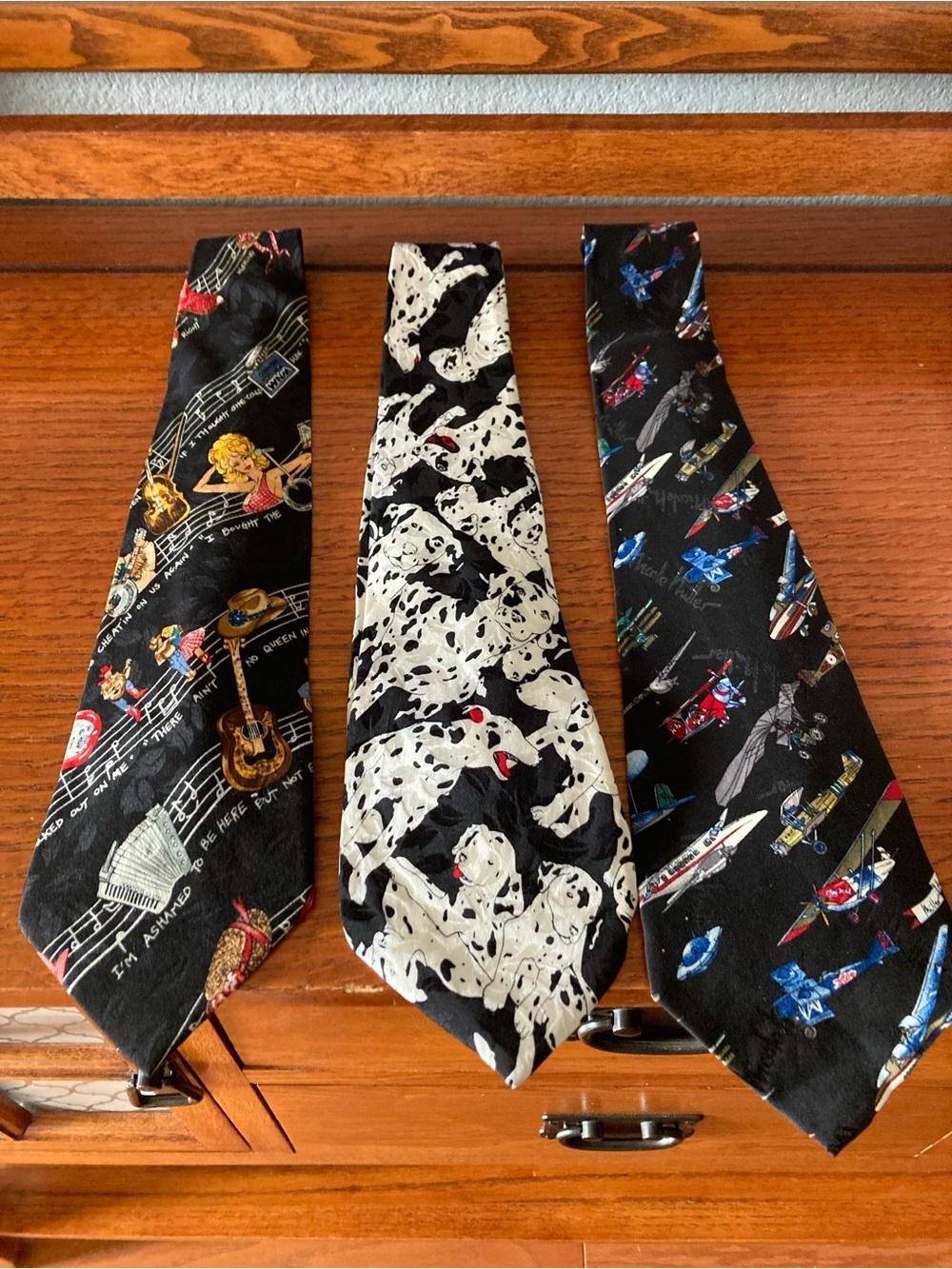 Nicole Miller Vintage 100% Silk Tie Dalmatians Airplanes Country Western